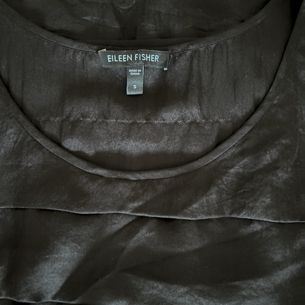 Eileen Fisher silk Elegant Black Sleeveless Dress - Picture 4 of 5